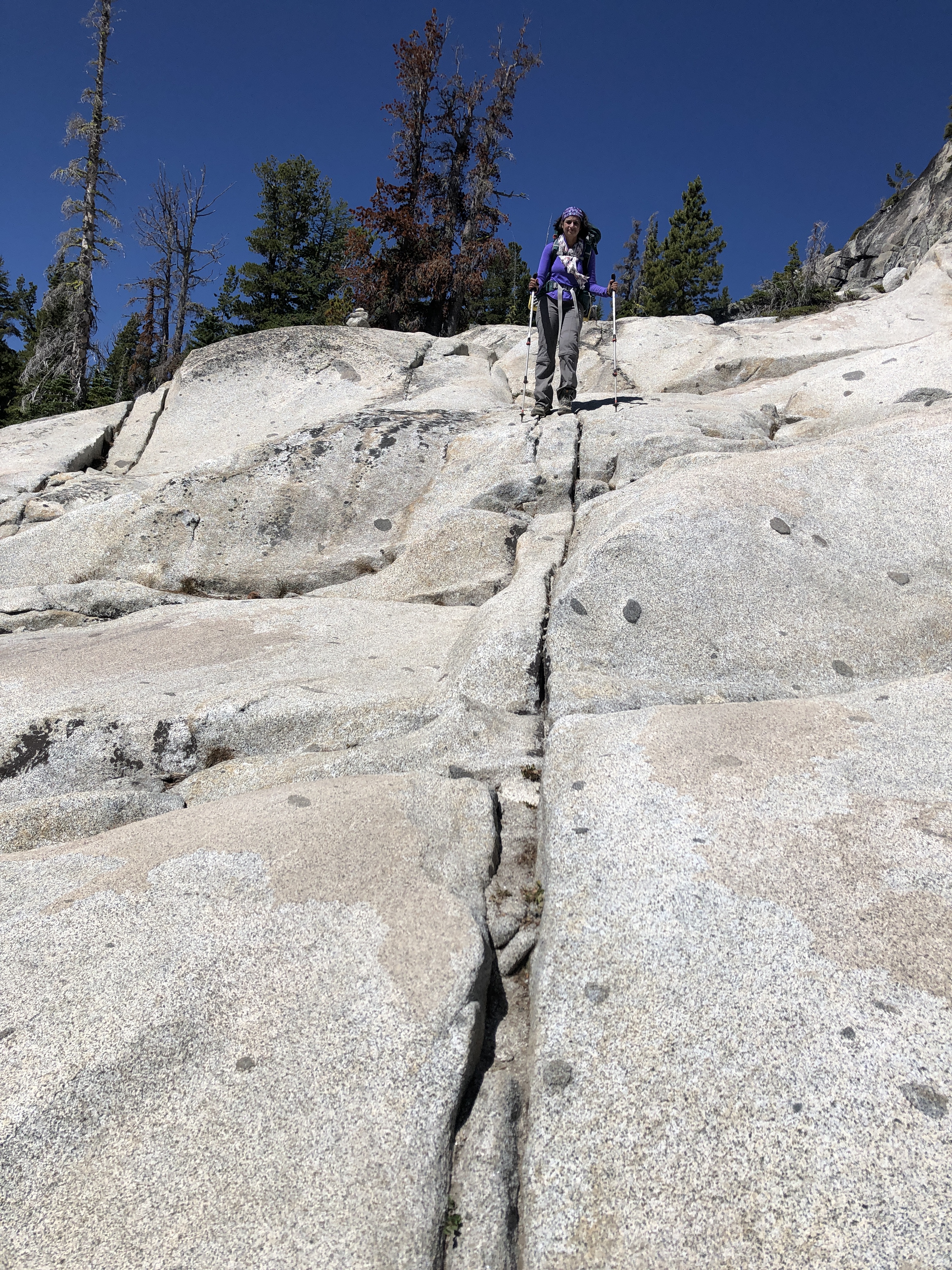 Steep descent over boulders